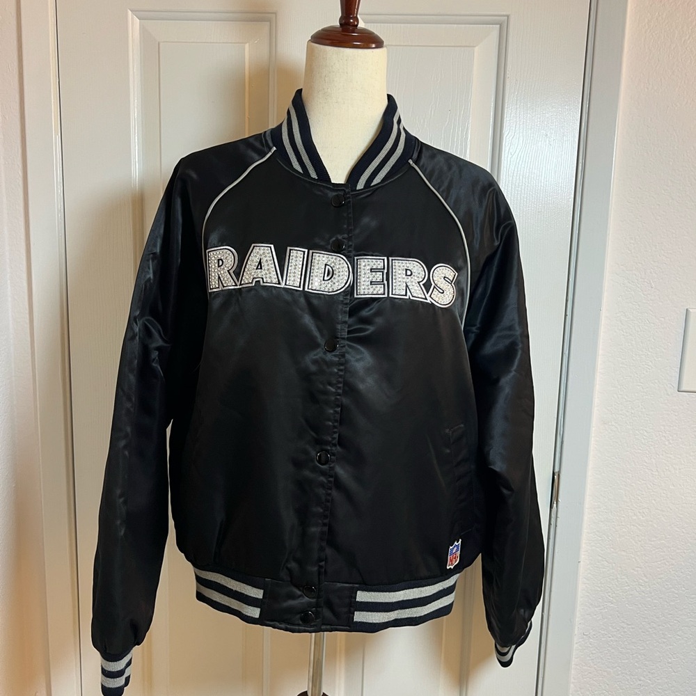 Vintage‎ Official NFL RAIDERS
RHINESTONE LETTERS SATIN JACKET
SUPER RARE Size XL